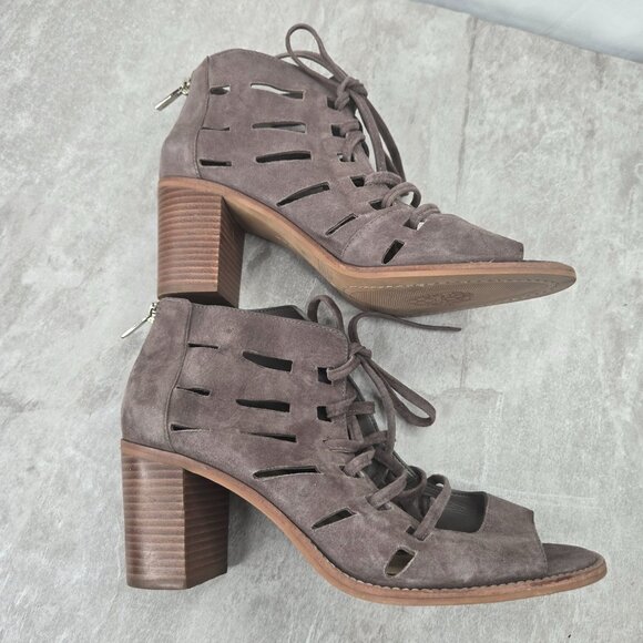 Vince Camuto Lace Up Heels Sz 9 Suede Gladiator Chunky Block Heel Boho Sandals - Picture 5 of 10